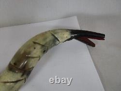 Vintage Folk Art Carved Bull Horn Snake Sculpture