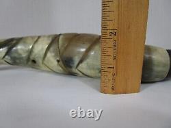 Vintage Folk Art Carved Bull Horn Snake Sculpture
