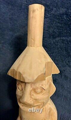 Vintage Folk Art Carved Haida Style Figure Hat Totem Statue 24