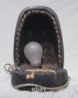 Vintage Folk Art Carved Head Lamp