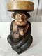 Vintage Folk Art Carved Monkey With Baby Stool Oversize W. 13d. 10h. 19