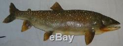 Vintage Folk Art Carved & Painted Wooden Brook Trout Wall Hanging