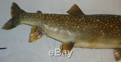 Vintage Folk Art Carved & Painted Wooden Brook Trout Wall Hanging