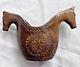 Vintage Folk Art Carved Wood Dual Horse Heads Ale Bowl Hand Carved Norwegian