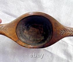 Vintage Folk Art Carved Wood Dual Horse Heads Ale Bowl Hand Carved Norwegian