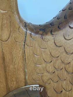 Vintage Folk Art Carved Wood Eagle Bird Dragon Serpent Sculpture Throne Chair