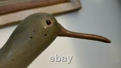 Vintage Folk Art Carved Wood Sandpiper Shore Bird Decoy Sculpture SIGNED