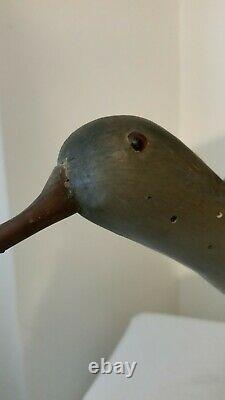 Vintage Folk Art Carved Wood Sandpiper Shore Bird Decoy Sculpture SIGNED