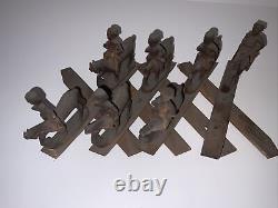 Vintage Folk Art Carved Wood Soldiers On Horses Accordion Style