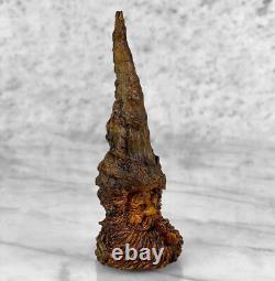 Vintage Folk Art Carved Wood Spirit Old Man Gnome Face Sculpture