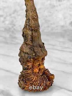 Vintage Folk Art Carved Wood Spirit Old Man Gnome Face Sculpture