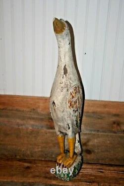 Vintage Folk Art Carved Wood and Painted Crane Goose Decoy Bird Mexican 29 H