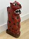 Vintage Folk Art Cheetah Leopard Carved Wood Polychrome Sculpture Spotted Cat