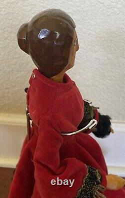 Vintage Folk Art DOLL Hand Made Carved Wood OOAK With Clothes