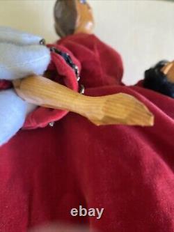 Vintage Folk Art DOLL Hand Made Carved Wood OOAK With Clothes