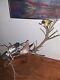 Vintage Folk Art Hand Carved & Painted 4 Birds On A Branch