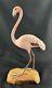 Vintage Folk Art Hand Carved Pink Flamingo, Signed