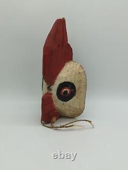 Vintage Folk Art Hand Carved Rooster Bird Mask Hanging