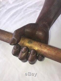 Vintage Folk Art Hand Carved Wall Mounted Arm Candle Holder Spike Large