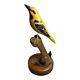 Vintage Folk Art Hand Carved Wood Bird On Stand By Engburg
