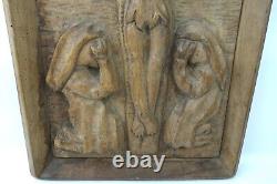 Vintage Folk Art Hand Carved Wood Jesus Santos Icon Crucifixion INRI