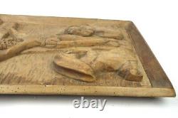 Vintage Folk Art Hand Carved Wood Jesus Santos Icon Crucifixion INRI
