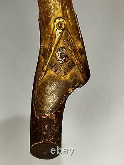 Vintage Folk Art Hand Carved Wood Masonic Letter Opener 1920