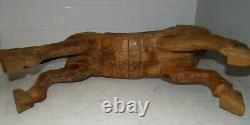 Vintage Folk Art Hand Carved Wood Wild Stallion Mustang Horse 15H x 24 x 6