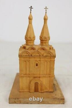 Vintage Folk Art Hand Carved Wooden Model of Ryazan Holy Spirit Church Russia