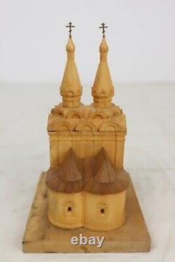 Vintage Folk Art Hand Carved Wooden Model of Ryazan Holy Spirit Church Russia