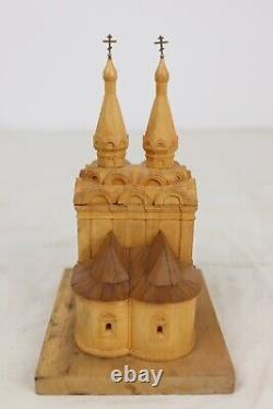 Vintage Folk Art Hand Carved Wooden Model of Ryazan Holy Spirit Church Russia