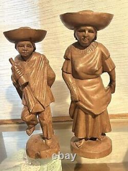 Vintage Folk Art Hand Carved Wooden Woman And Child Chipped As Shown Unbranded