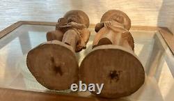 Vintage Folk Art Hand Carved Wooden Woman And Child Chipped As Shown Unbranded