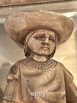 Vintage Folk Art Hand Carved Wooden Woman And Child Chipped As Shown Unbranded