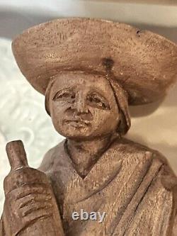 Vintage Folk Art Hand Carved Wooden Woman And Child Chipped As Shown Unbranded
