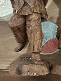 Vintage Folk Art Hand Carved Wooden Woman And Child Chipped As Shown Unbranded