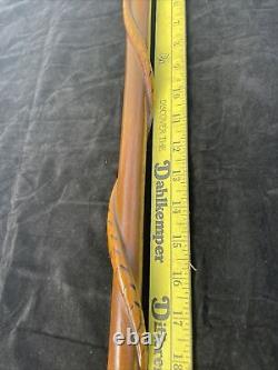 Vintage Folk Art Knobbed Carved Wooden Swagger Cane, Raised Snake Wrapping Shaft