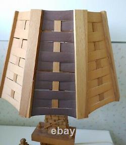 Vintage Folk Art Lamp Wood Carved Figural Couple Dog Fireplace Quebec