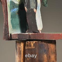 Vintage Folk Art Polychrome Hand Carved Dimensional Sculpture of Bride and Groom