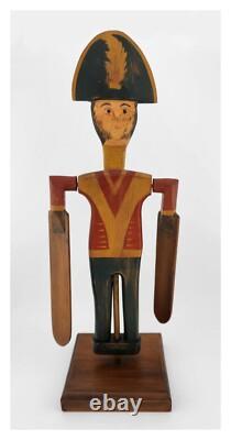 Vintage Folk Art Polychromed Carved Wood Wirligig Revolutionary War Soldier