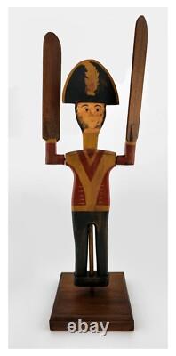 Vintage Folk Art Polychromed Carved Wood Wirligig Revolutionary War Soldier