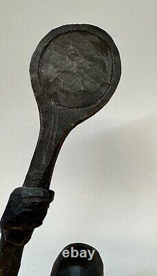 Vintage Folk Art Woman, Tennis Player Hand-Carved Wooden Figure Statue 12.5