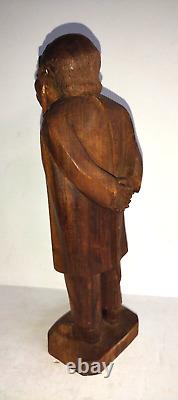 Vintage Folk Art Wood Carving of A Doctor withStethoscope & Glasses