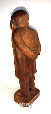 Vintage Folk Art Wood Carving of A Doctor withStethoscope & Glasses