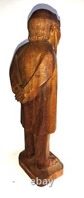 Vintage Folk Art Wood Carving of A Doctor withStethoscope & Glasses