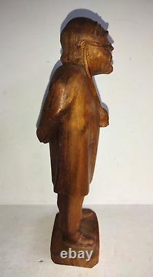 Vintage Folk Art Wood Carving of A Doctor withStethoscope & Glasses