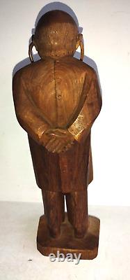 Vintage Folk Art Wood Carving of A Doctor withStethoscope & Glasses