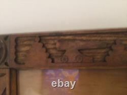 Vintage Folk Art Wood Picture Frame Stars Shields Cannons Hand Carved 8 x 10