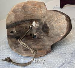 Vintage Folk Art Wooden Mask, Hand Carved Antique, Americas Cultural Decor Gifts