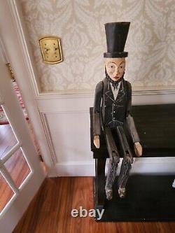 Vintage Folkart Abraham Lincoln Wooden 32 Lumberjack Jig Doll Jointed Limbs